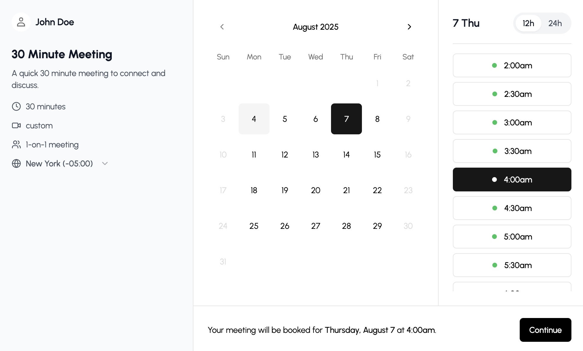 Neocal scheduling interface